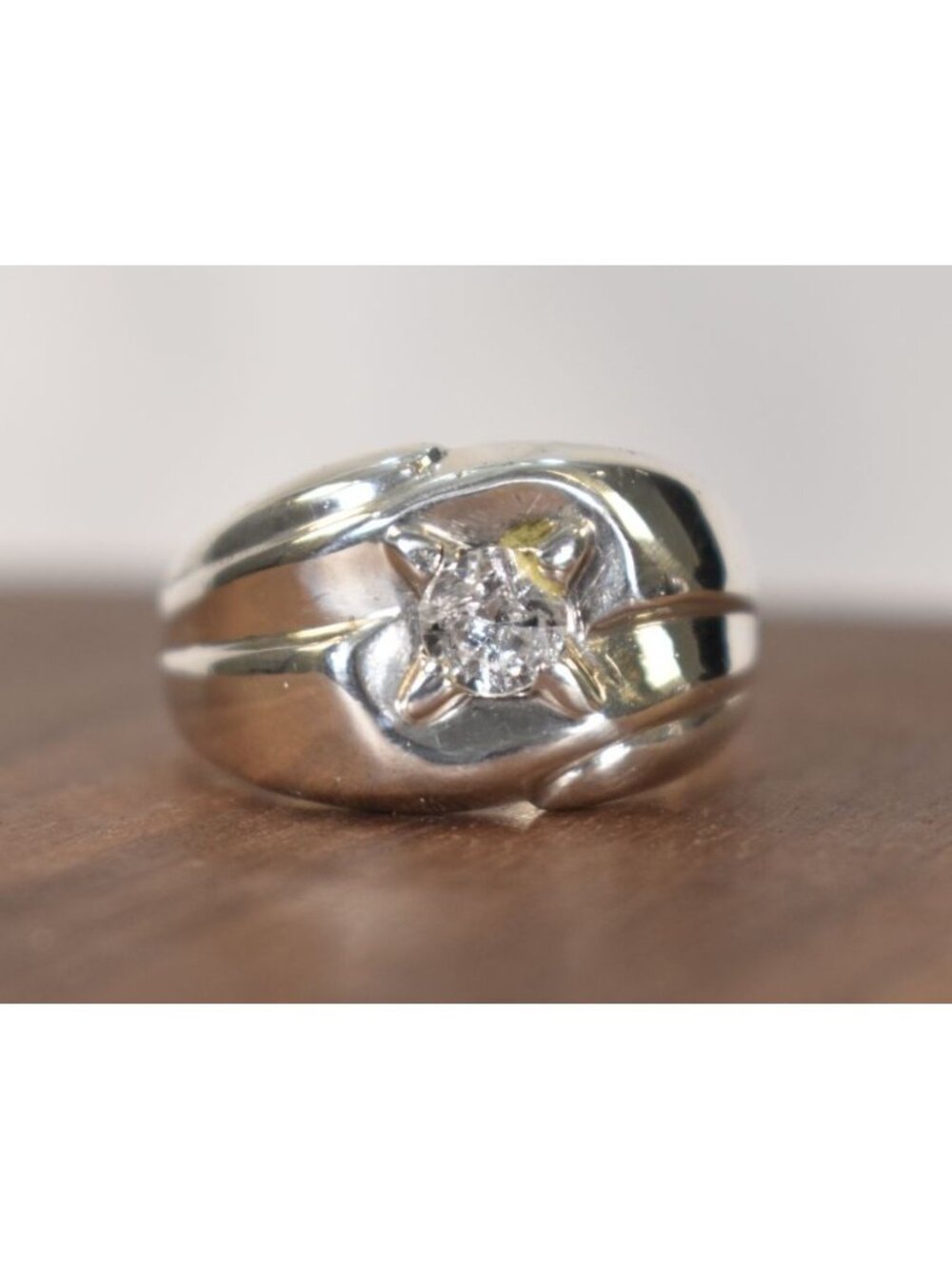 Vintage Park Lane Chunky Sterling Silver Ring With CZ Center Stone